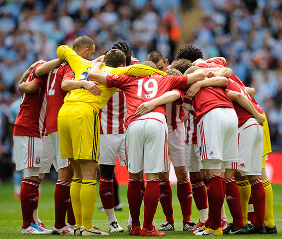 FA Cup Final City v Stoke: The Stoke players huddle before kick-off