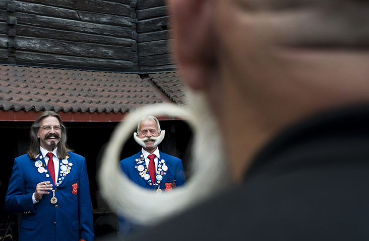 24 hours: Trondheim, Norway: Competitors at the Beards and Moustaches Championship