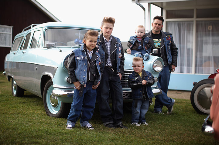 Rockabilly Weekender: Rock and Roll devotee Dave Monger poses with his children