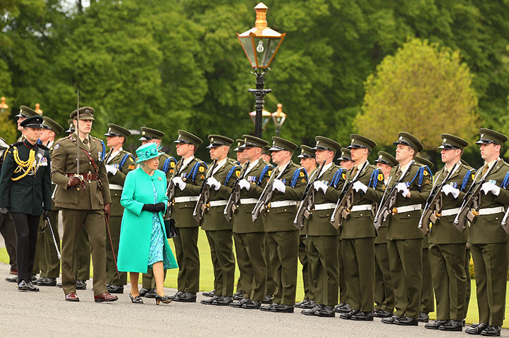 The Queen visits Ireland: Queen Elizabeth II inspects the Guard of Honour