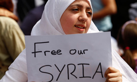 anti-Assad demonstration outside the Syrian embassy in London