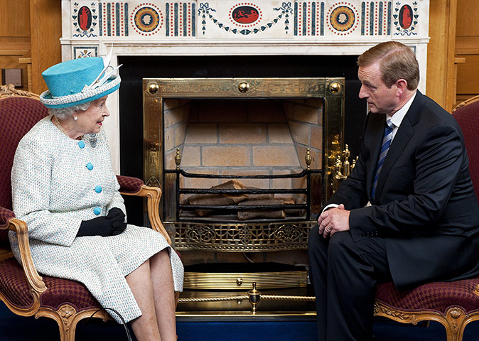 Queen in Ireland: Britain's Queen Elizabeth II meets Irish Prime Minister Enda Kenny