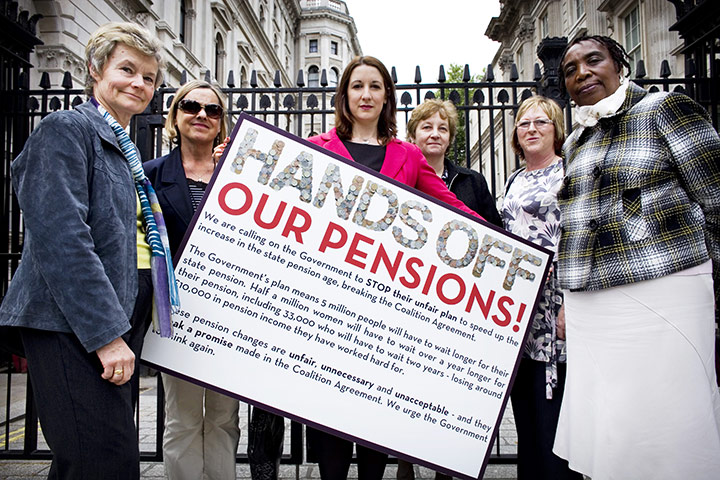AgeUK pensions protest: AgeUK pensions protest with shadow minister for pensions Rachel Reeves