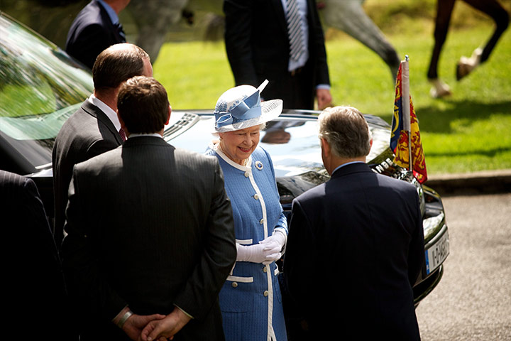 Queen in Ireland: Queen Elizabeth  arrives for a visit to the National Stud