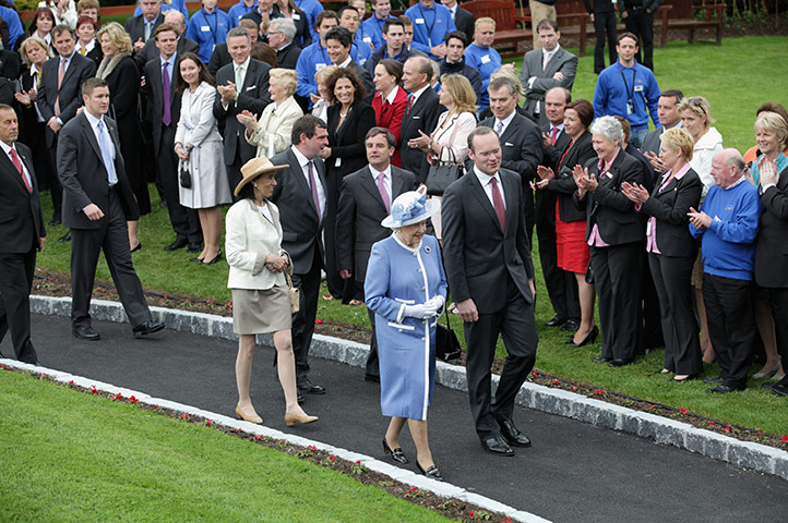Queen in Ireland: Queen Elizabeth is applauded at the Irish National Stud