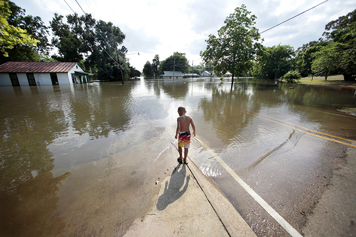 Mississippi floods: the edge of floodwater from the Mississippi River