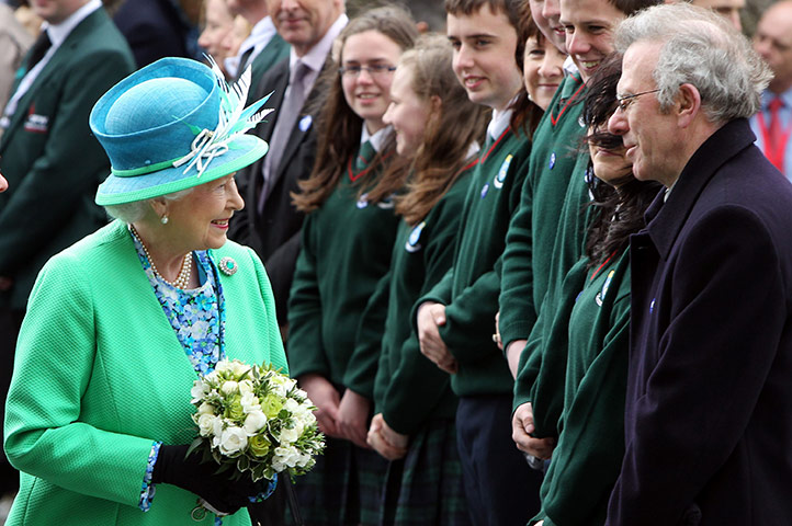 The Queen visits Ireland: The Queen meets students from Cashel Community School