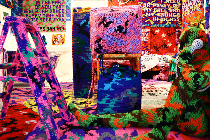 Olek: Detail from Knitting is for Pus****