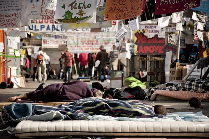 elections in spain: Protesters sleep in Puerta del Sol in Madrid 