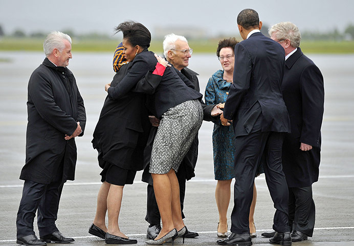 obama visits Ireland: The Obamas are greeted by the US ambassador 