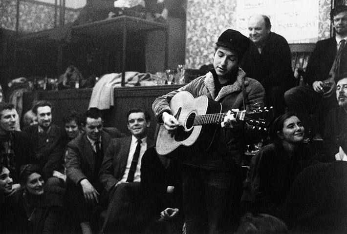 Bob Dylan at 70: Bob Dylan performing at the Singers Club Christmas party in December 1962
