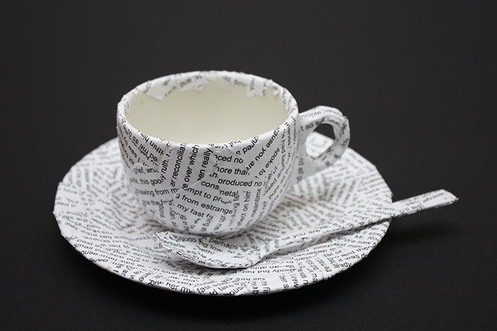 Foundling Museum: A teacup covered with words