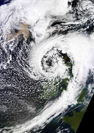 Grimsvotn volcano: Satellite image showing a cloud of volcanic ash to the north of Britain