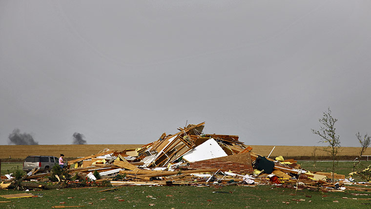 Tornadoes in US: A house is left as a pile of rubble west of El Reno, Oklahoma