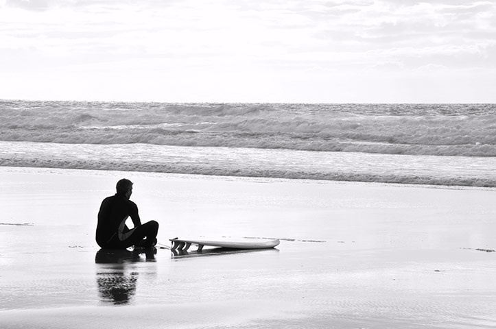 In pictures: expectation: Surfer at Watergate Bay