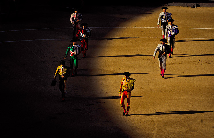 24 hours in pictures: Bullfighters enter into the arena before a bullfight, Madrid