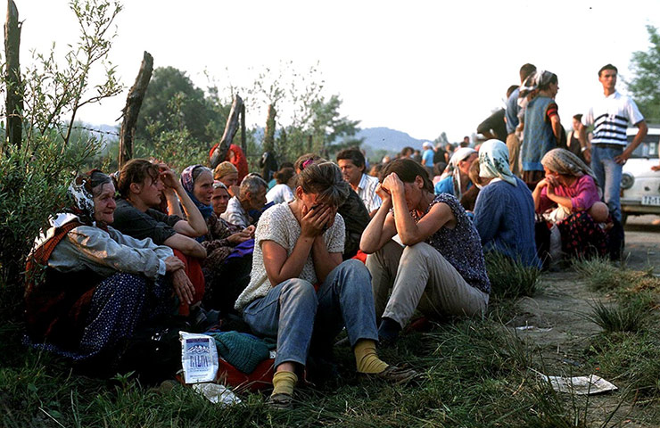 Ratko Mladic: Bosnian Muslim refugees at Tuzla Airport, fleeing Srebrenica  1995