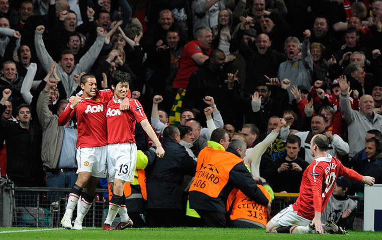 United's road to Wembley: United celebrate the second goal in the 2-1 win over Chelsea