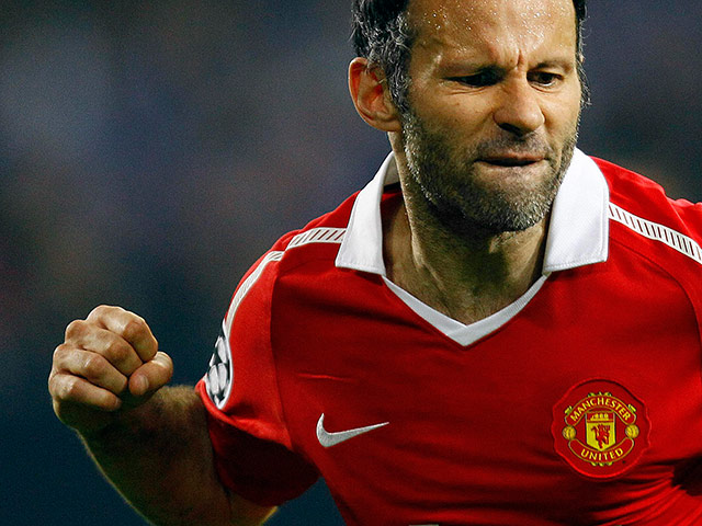 United's road to Wembley: Manchester United's Ryan Giggs celebrates his goal against Schalke 
