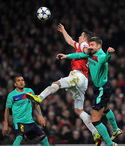Barcelona: Barcelona's defender Gerard Pique (R) vi