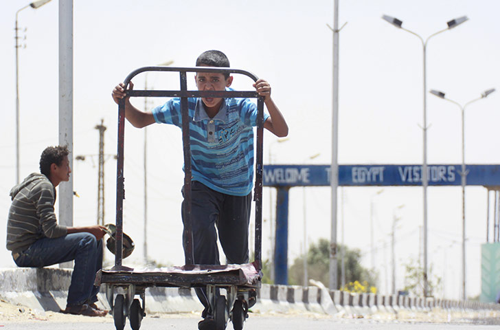 Egypt Gaza border: An Egyptian baggage worker