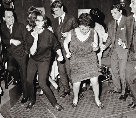 1962, the Italian actress Sophia Loren (left) demonstrating the Twist at the Saint-Maurice studios with her teacher Regine. Photograph: Getty Images