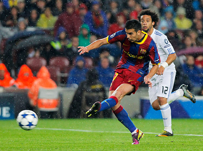 Barcelona v Real Madrid: Barcelona Pedro Rodriguez scores against Real Madrid
