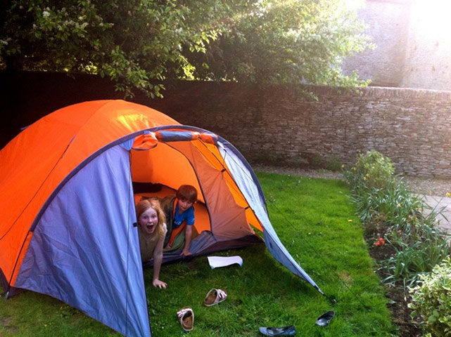 Week in pics: Dom Joly: Dom Joly's kids in a tent