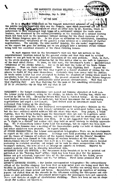 Guardian at 190 years: The Guardian 190th anniversary, General Strike bulletin