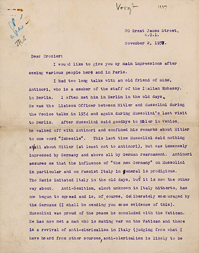 Guardian at 190 years: The Guardian 190th anniversary, Voight-Crozier letter