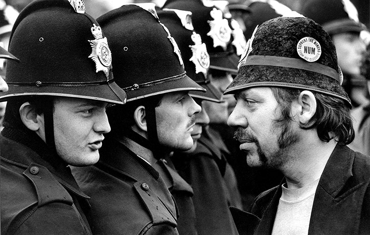 Guardian at 190 years: Striking miner facing a line of police at the Orgreave pit