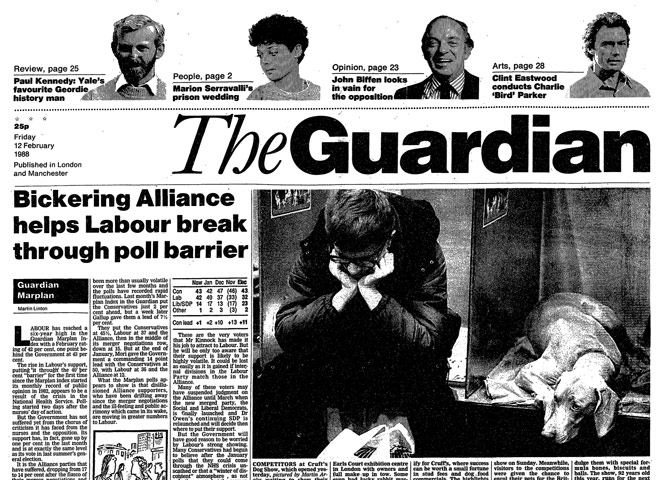 Guardian at 190 years: The Guardian front page design in 1988