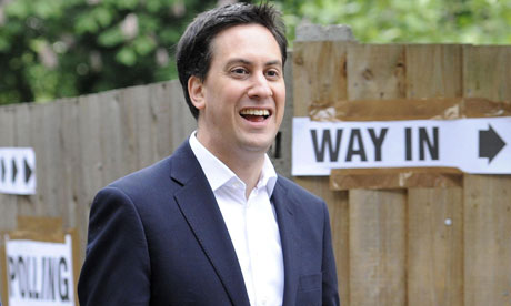 Ed Miliband arrives at Parliament Hill School polling station