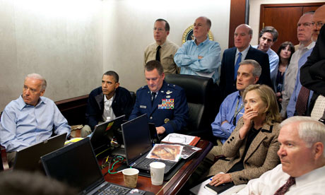 Barack Obama, Joe Biden, Hillary Clinton and others receive an update on the mission Osama bin Laden