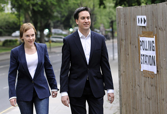 AV elections: Ed Miliband arrives at Parliament Hill School polling station
