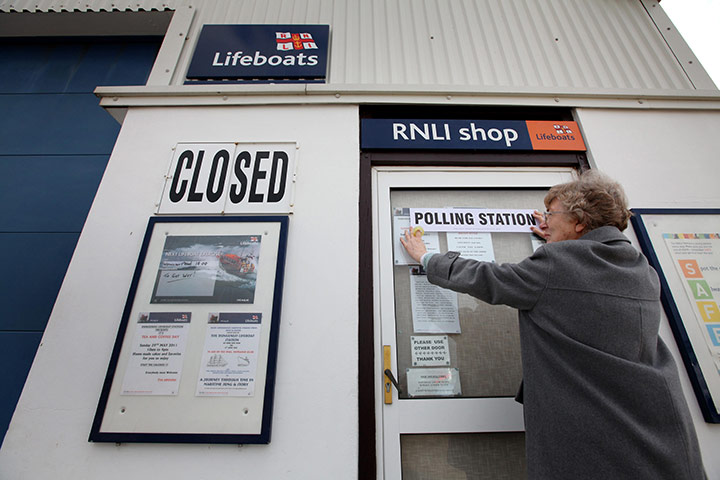 AV elections: Polling Station at the Lifeboat Station in Dungeness, Kent