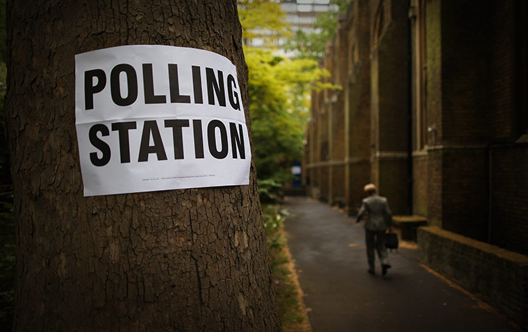AV elections: A voter attends a polling station at St John's Parish Hall near Hyde Park