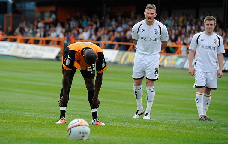 Barnet v Port Vale: Izale McLeod composes himself before taking the penalty