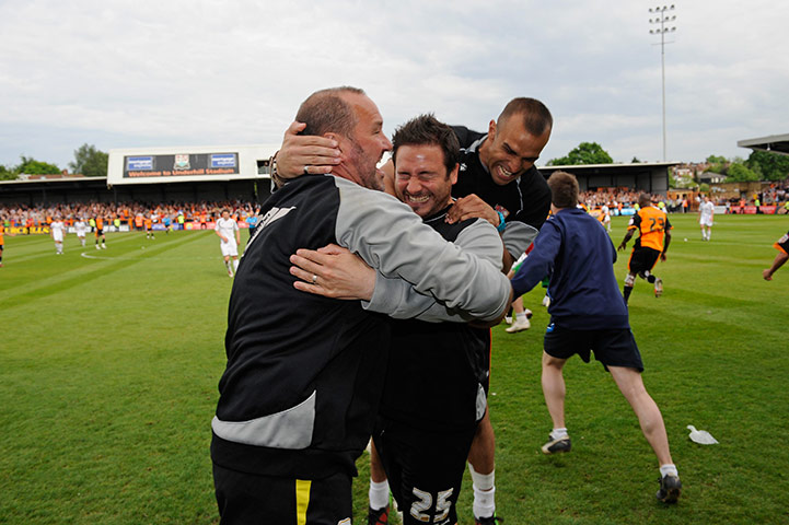 Barnet v Port Vale: Guiliano Grazioli is mobbed by his assistants