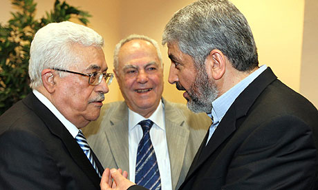 Mahmoud Abbas and Khaled Meshaal