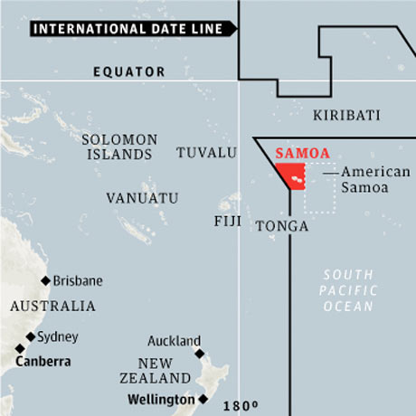 Samoa, international dateline
