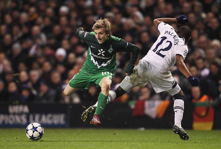 Top 50 transfer targets: Werder Bremen's Marko Marin in action against Tottenham Hotspur