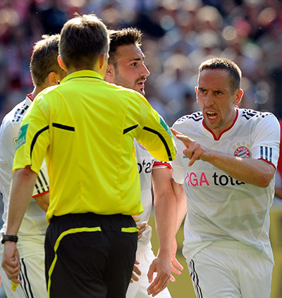 Top 50 transfer targets: Bayern Munich's Franck Ribery talks to referee Jochen Drees