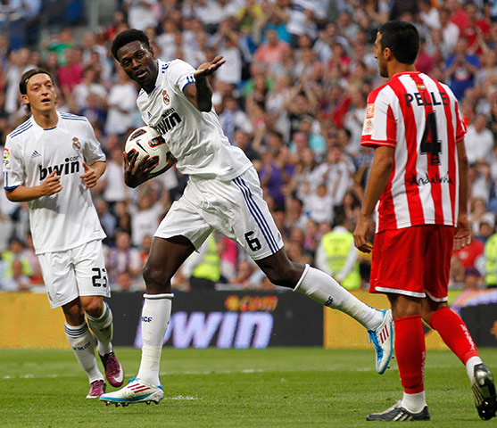 Top 50 transfer targets: Real Madrid's Emmanuel Adebayor celebrates after scoring against Almeria