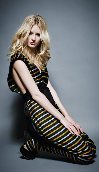 Line-up: ethical: Green striped jumpsuit