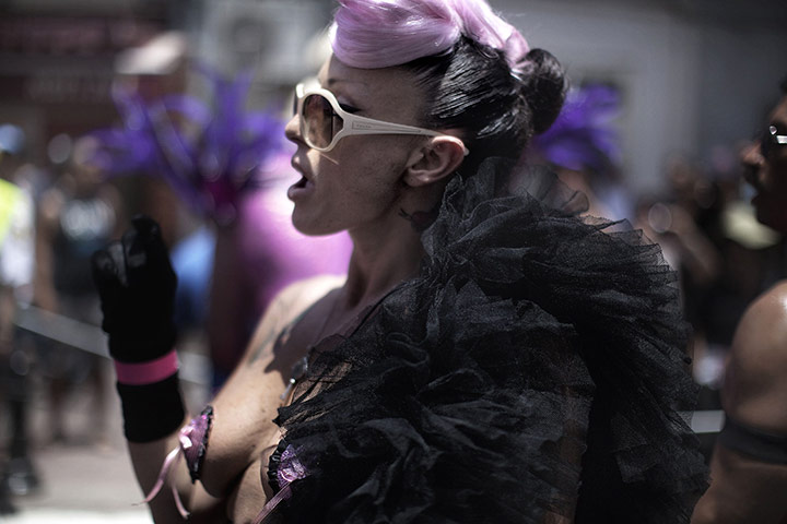 Gay Pride in Tel Aviv: A member of the Israeli gay community performs