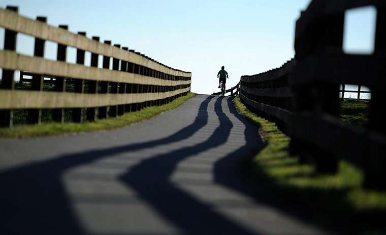 24 hours: Germany: A wooden fence casts long shadows on the Nordstrand peninsula