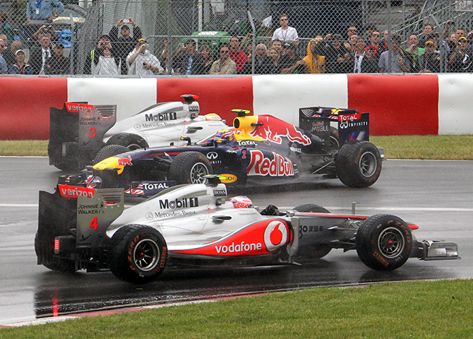 formula one: Mark Weber, Lewis Hamilton, Jenson Button