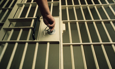 Key in prison cell door
