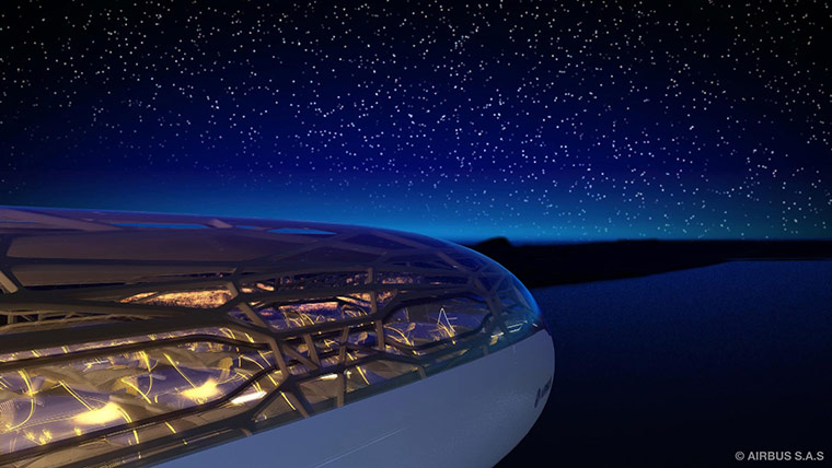 Airbus in 2050: The exterior view of an 'intelligent' concept cabin